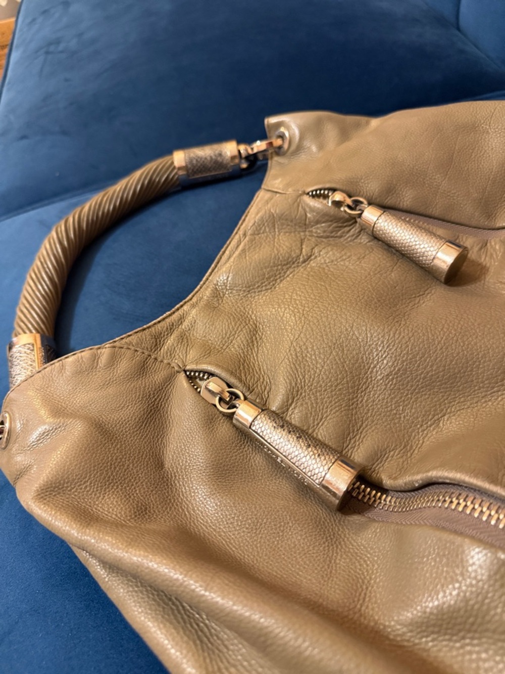 Michael Kors Leather Hobo Bag in Taupe with Snake Skin - Picture 9 of 9